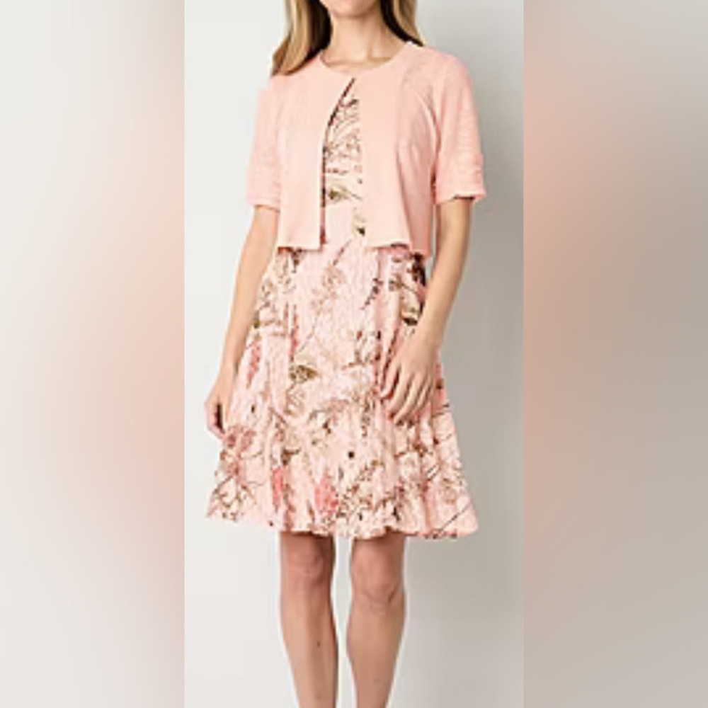Lace Dress Blush Jacket Set